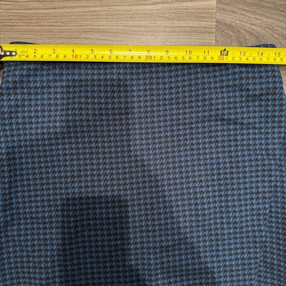 J JILL Black Blue Houndstooth Ponte Stretch Waist Skirt Womens Size XS Petite